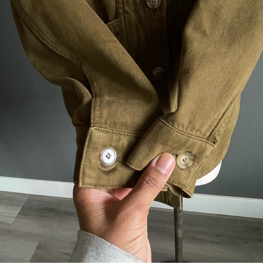 Sézane Tobacco Camel Olive Cotton Utility Jacket XS French Chore Shirt Parisian - Picture 3 of 10